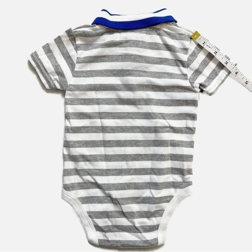 TOMMY HILFIGER Baby Striped Cotton Blend Button Onesie - 6/9M